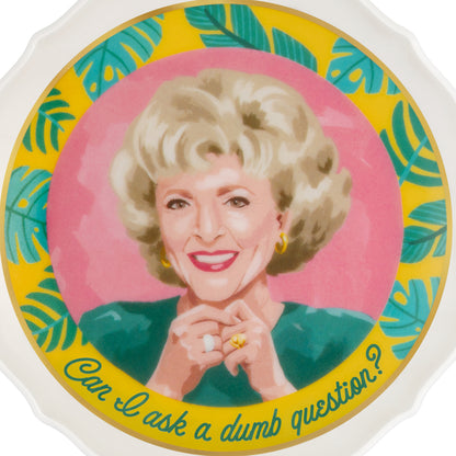 The Golden Girls Can I Ask a Dumb Question?, porcelain 2026 Hallmark Keepsake Christmas Ornament featuring Rose Nylund's portrait framed by palm leaves.