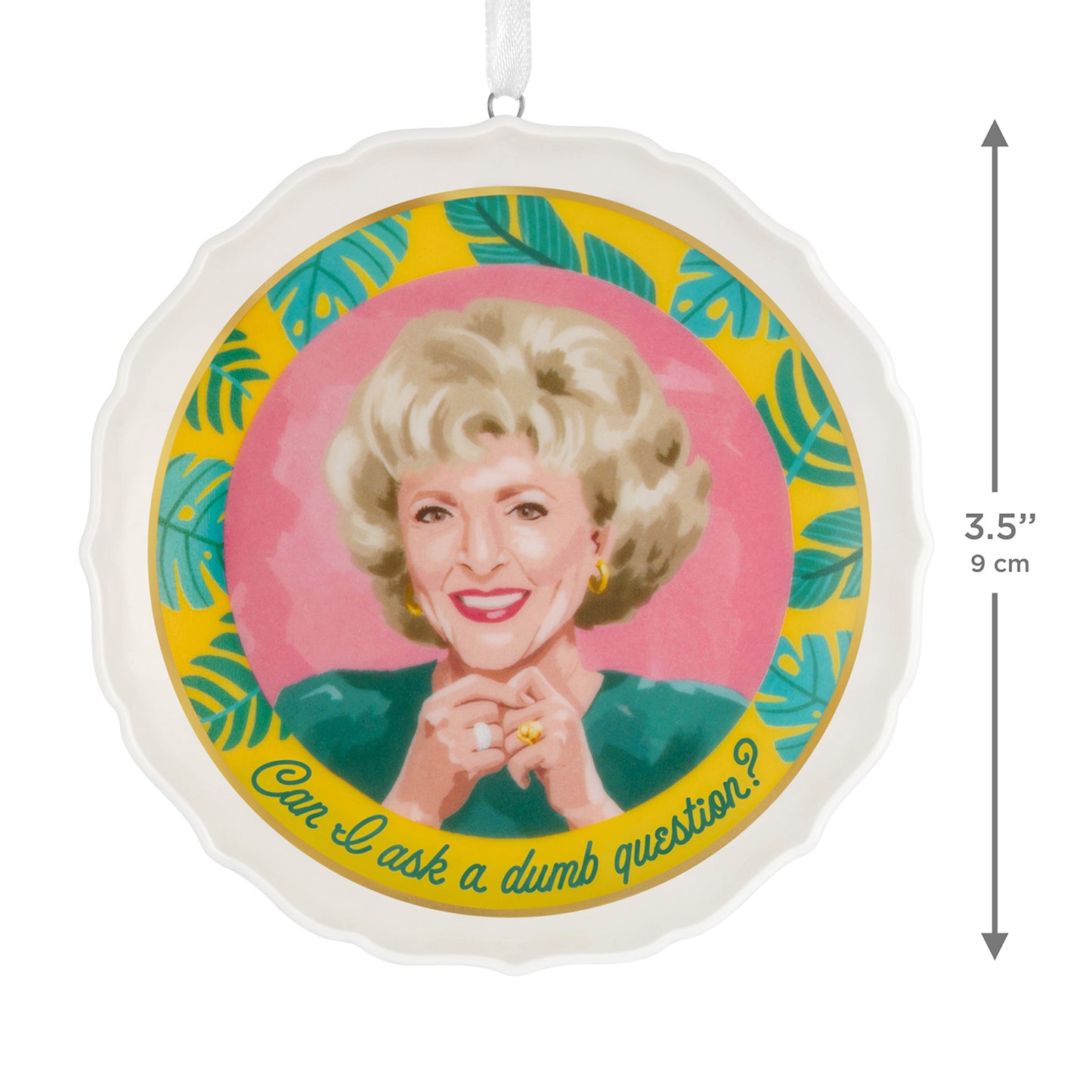 The Golden Girls Can I Ask a Dumb Question?, porcelain — 2026 Hallmark Keepsake Christmas Ornament, close-up view of Rose Nylund design.