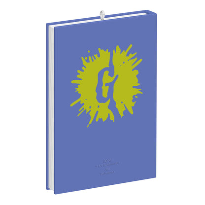 Goosebumps The Haunted Mask — 2026 Hallmark Keepsake Christmas Ornament, blue hardcover book design with neon-green splash graphic.