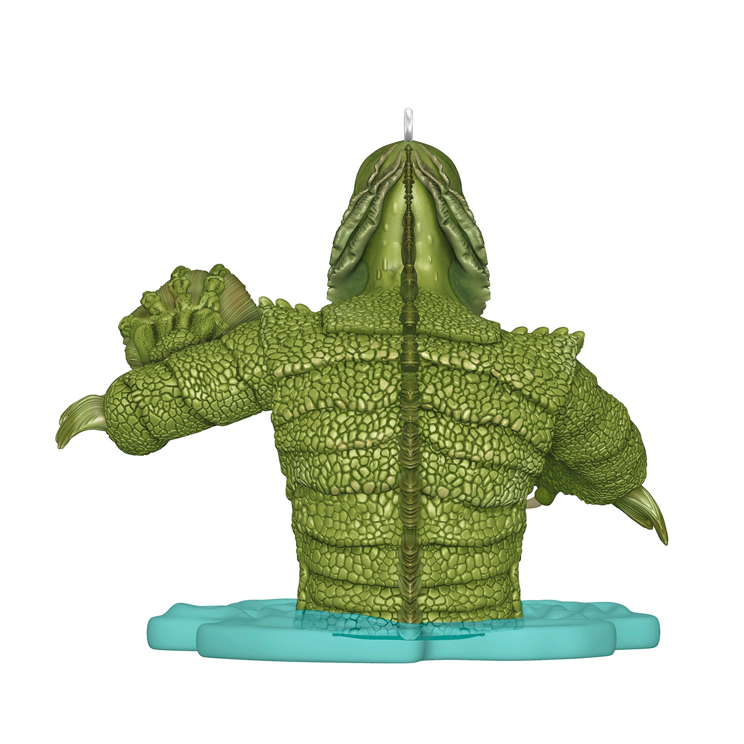 Universal Monsters Creature from the Black Lagoon — 2026 Hallmark Keepsake Christmas Ornament, green Gill-man design, back view with water base