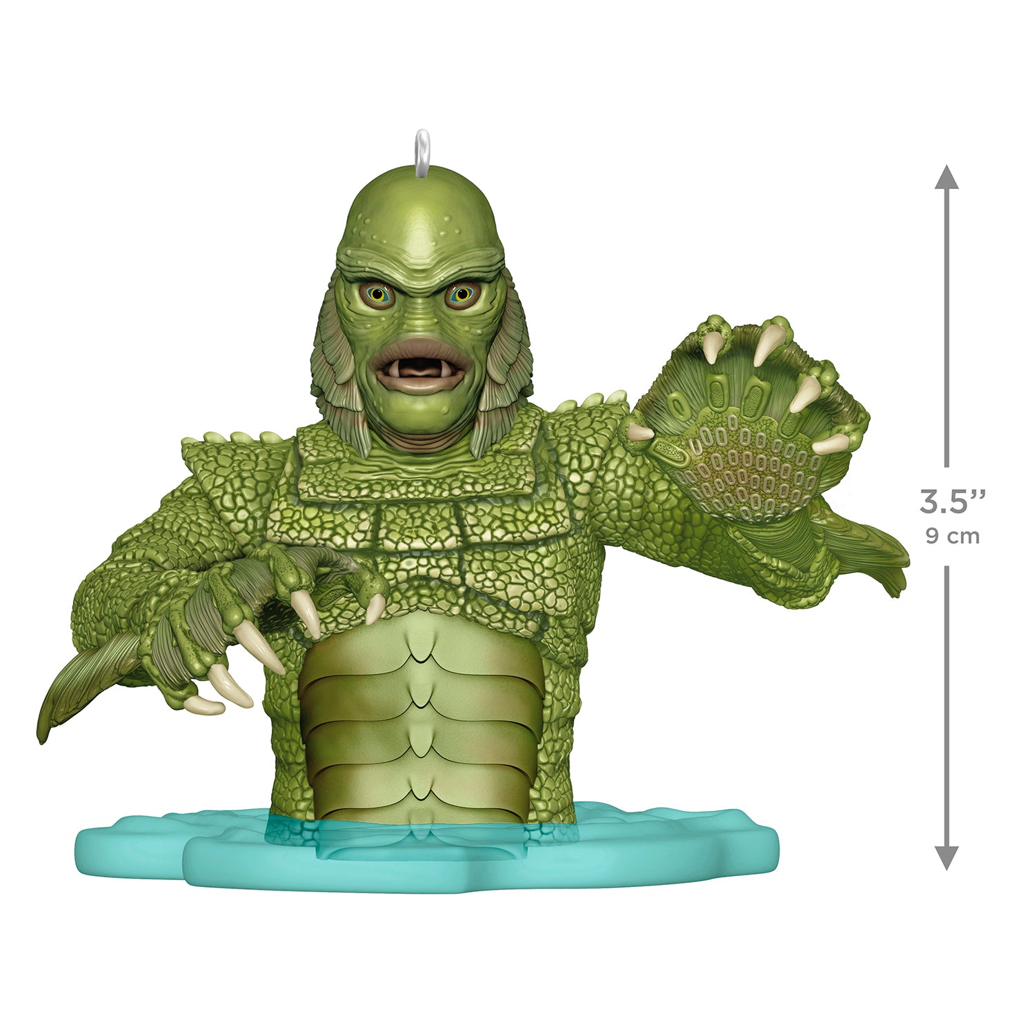 Universal Monsters Creature from the Black Lagoon — 2026 Hallmark Keepsake Christmas Ornament in detailed green design emerging from water, 9 cm tall.