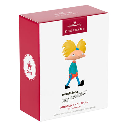 Nickelodeon Hey Arnold! Arnold Shortman — 2026 Hallmark Keepsake Christmas Ornament box packaging with character design and logo.