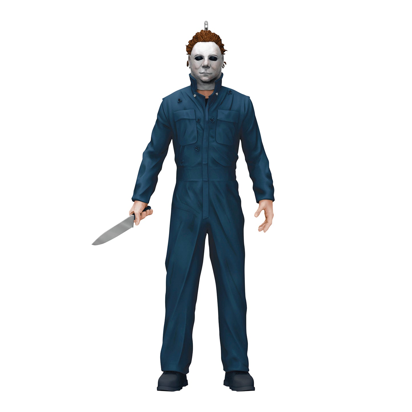 Halloween II Michael Myers — 2026 Hallmark Keepsake Christmas Ornament, figurine in blue coveralls holding a kitchen knife.