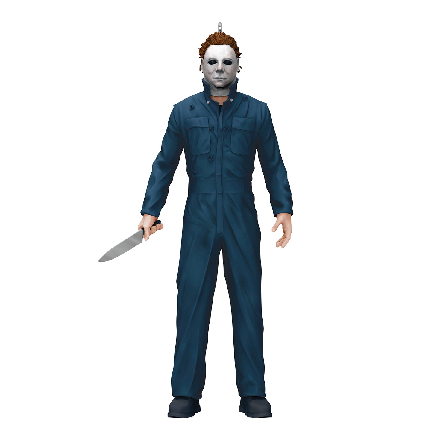 Halloween II Michael Myers — 2026 Hallmark Keepsake Christmas Ornament, figurine in blue coveralls holding a kitchen knife.