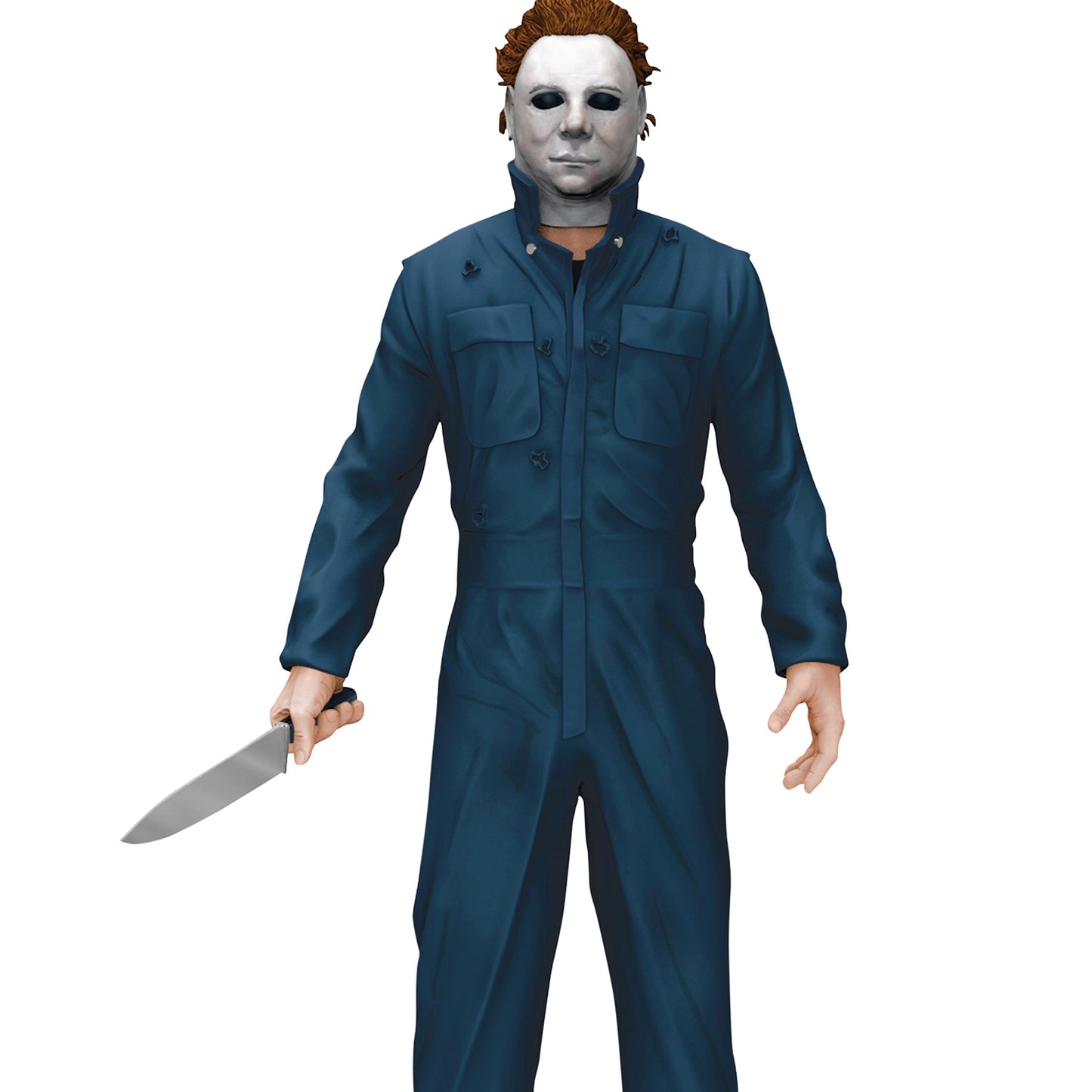 Halloween II Michael Myers — 2026 Hallmark Keepsake Christmas Ornament, model holding knife, dressed in blue coveralls and mask.