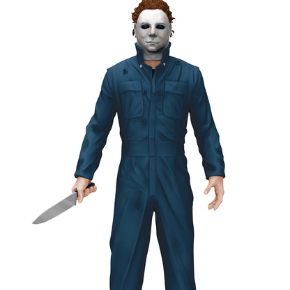 Halloween II Michael Myers — 2026 Hallmark Keepsake Christmas Ornament, model holding knife, dressed in blue coveralls and mask.