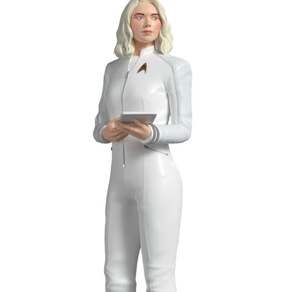 Star Trek: Strange New Worlds Nurse Christine Chapel — 2026 Hallmark Keepsake Christmas Ornament in a white Starfleet uniform, holding a data pad.