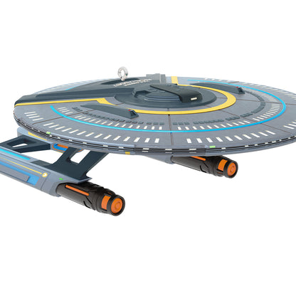 Star Trek: Lower Decks U.S.S. Cerritos — 2026 Hallmark Keepsake Christmas Ornament, detailed 3D model, angled view showcasing design features.