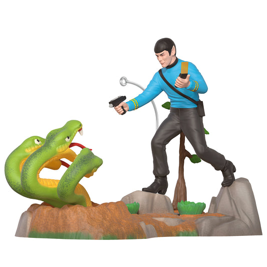 Star Trek™: The Original Series Space Serpent Attack! — 2026 Hallmark Keepsake Christmas Ornament depicting Spock confronting a green serpent.