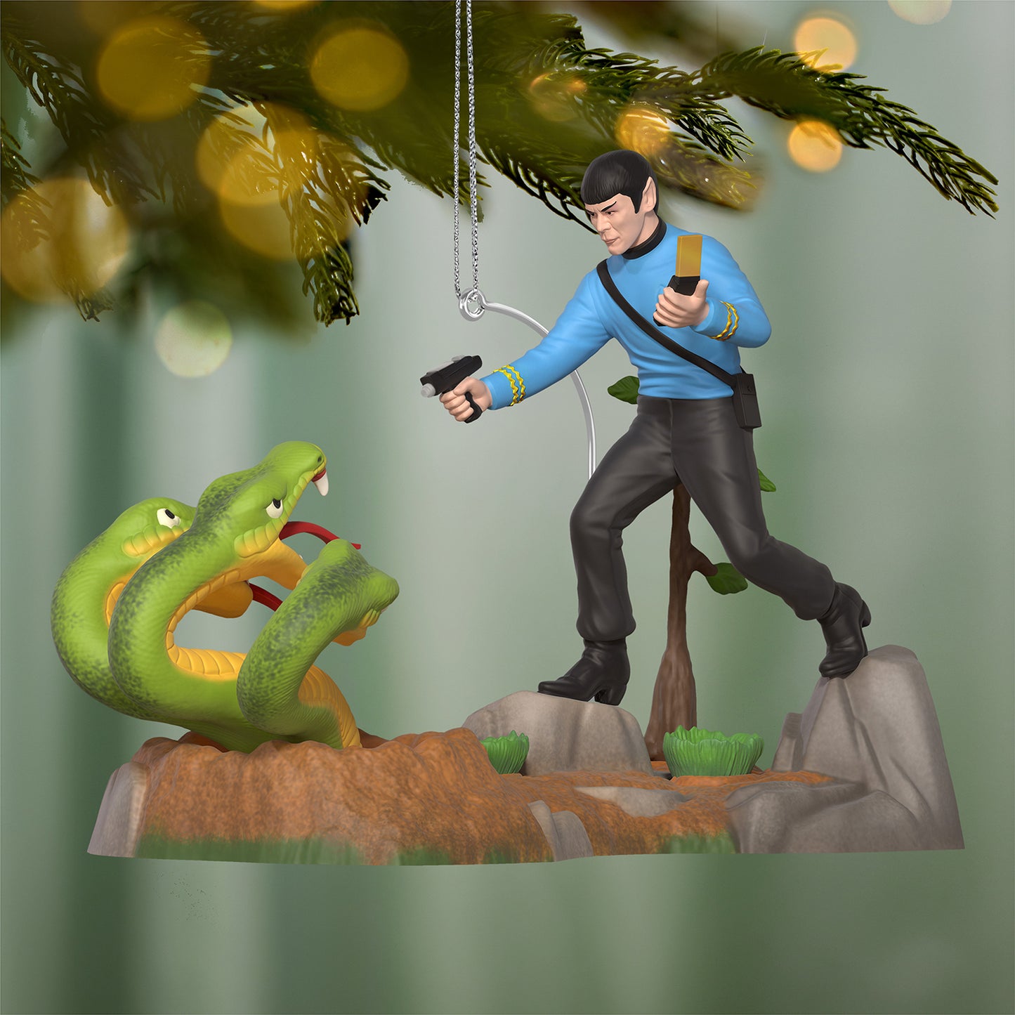 Star Trek™: The Original Series Space Serpent Attack! — 2026 Hallmark Keepsake Christmas Ornament featuring Spock confronting a serpent.