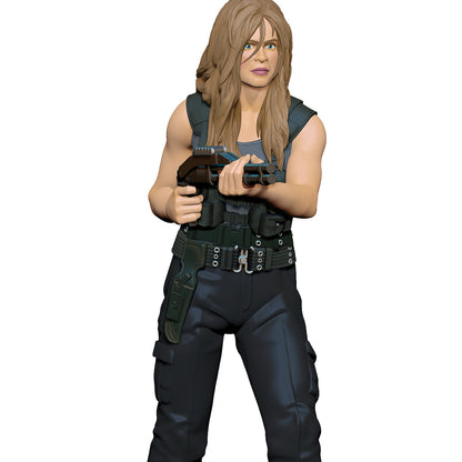 Terminator 2: Judgment Day™ Sarah Connor — 2026 Hallmark Keepsake Christmas Ornament figure in combat pose, detailed design and realistic expression.