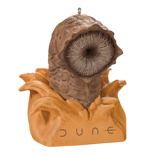 Dune Shai-Hulud — 2026 Hallmark Keepsake Christmas Ornament, detailed sandworm design with soft colours, close up view
