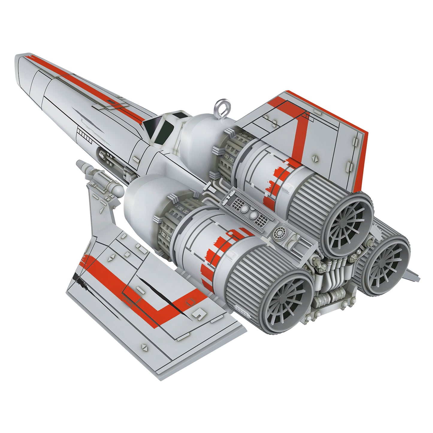 Battlestar Galactica Colonial Viper — 2026 Hallmark Keepsake Christmas Ornament, detailed top view showcasing the sleek design and iconic thrusters