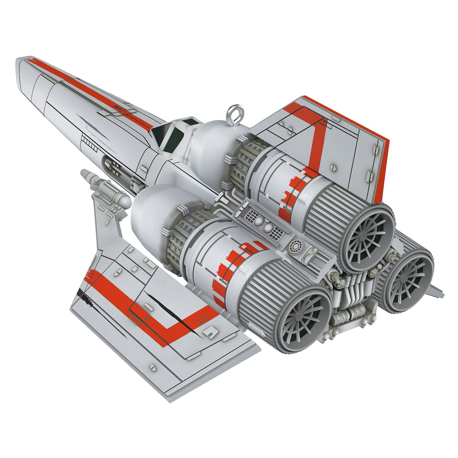 Battlestar Galactica Colonial Viper — 2026 Hallmark Keepsake Christmas Ornament, detailed top view showcasing the sleek design and iconic thrusters