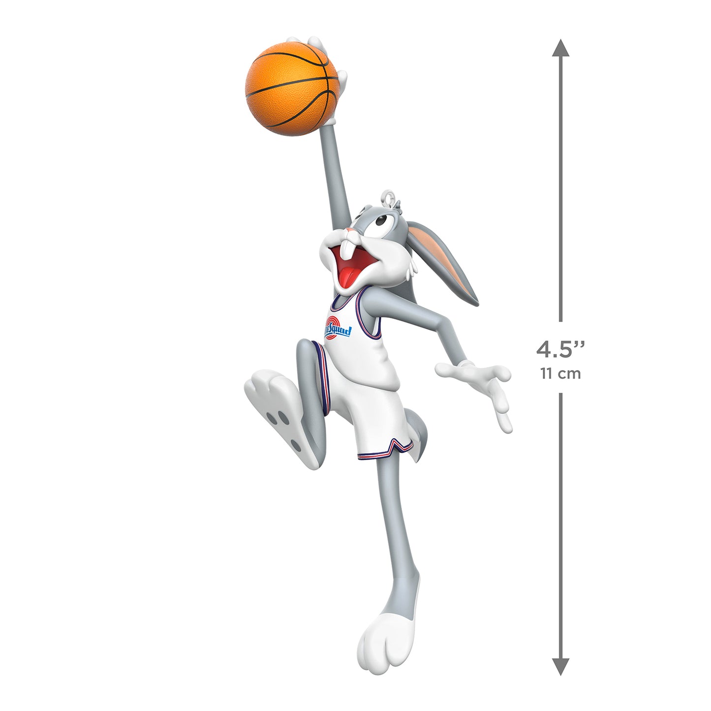 Space Jam 30th Anniversary Bugs Bunny™ — 2026 Hallmark Keepsake Christmas Ornament, 11 cm tall, leaping with basketball in hand.