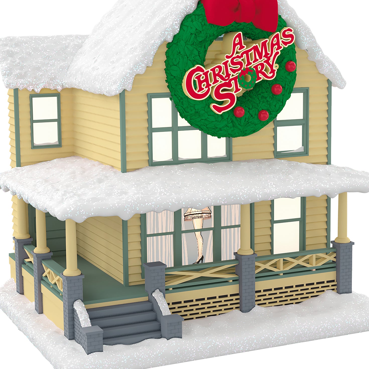 A Christmas Story The Parker House — 2026 Hallmark Keepsake Christmas Ornament, detailed house model with snow and festive wreath, angled view.