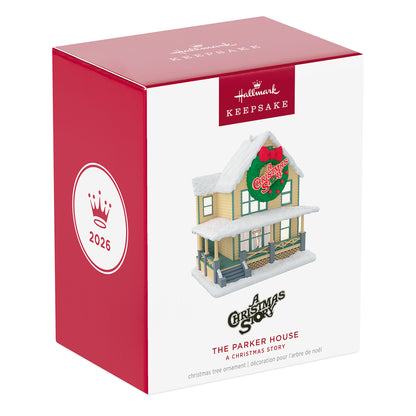 A Christmas Story The Parker House — 2026 Hallmark Keepsake Christmas Ornament in gift packaging showcasing festive details.