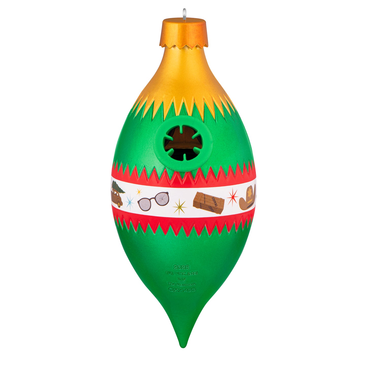 A Christmas Story It's a Major Award! — 2026 Hallmark Keepsake Christmas Ornament, vintage-style finial, green and gold, showcasing iconic movie images.