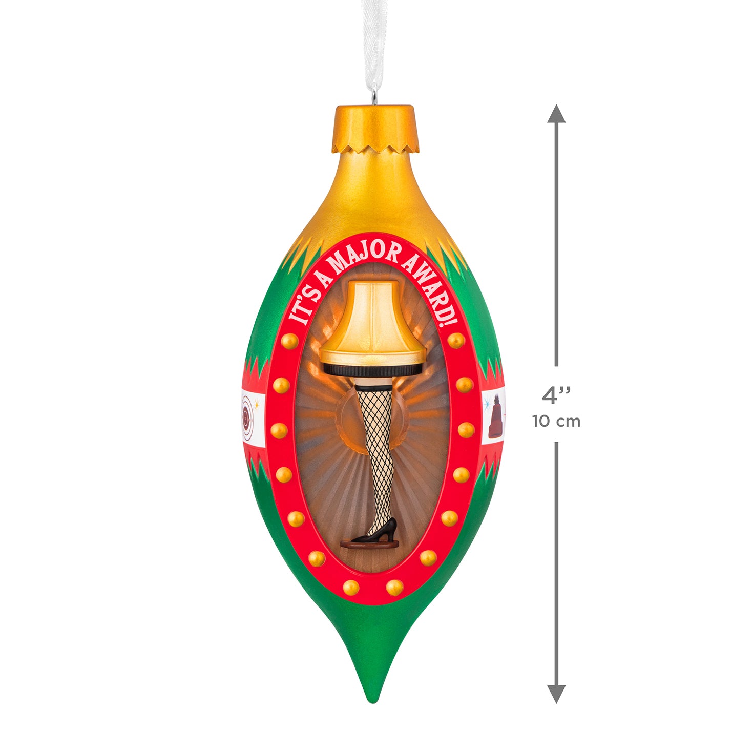 A Christmas Story It's a Major Award! — 2026 Hallmark Keepsake Christmas Ornament, vintage-style leg lamp design, 10 cm in height, angled view.