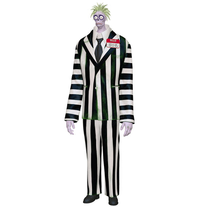 Beetlejuice Beetlejuice Bob as Beetlejuice — 2026 Hallmark Keepsake Christmas Ornament, featuring a tall figure in a black-and-white-striped suit and green hair, front view.