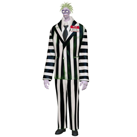 Beetlejuice Beetlejuice Bob as Beetlejuice — 2026 Hallmark Keepsake Christmas Ornament, featuring a tall figure in a black-and-white-striped suit and green hair, front view.