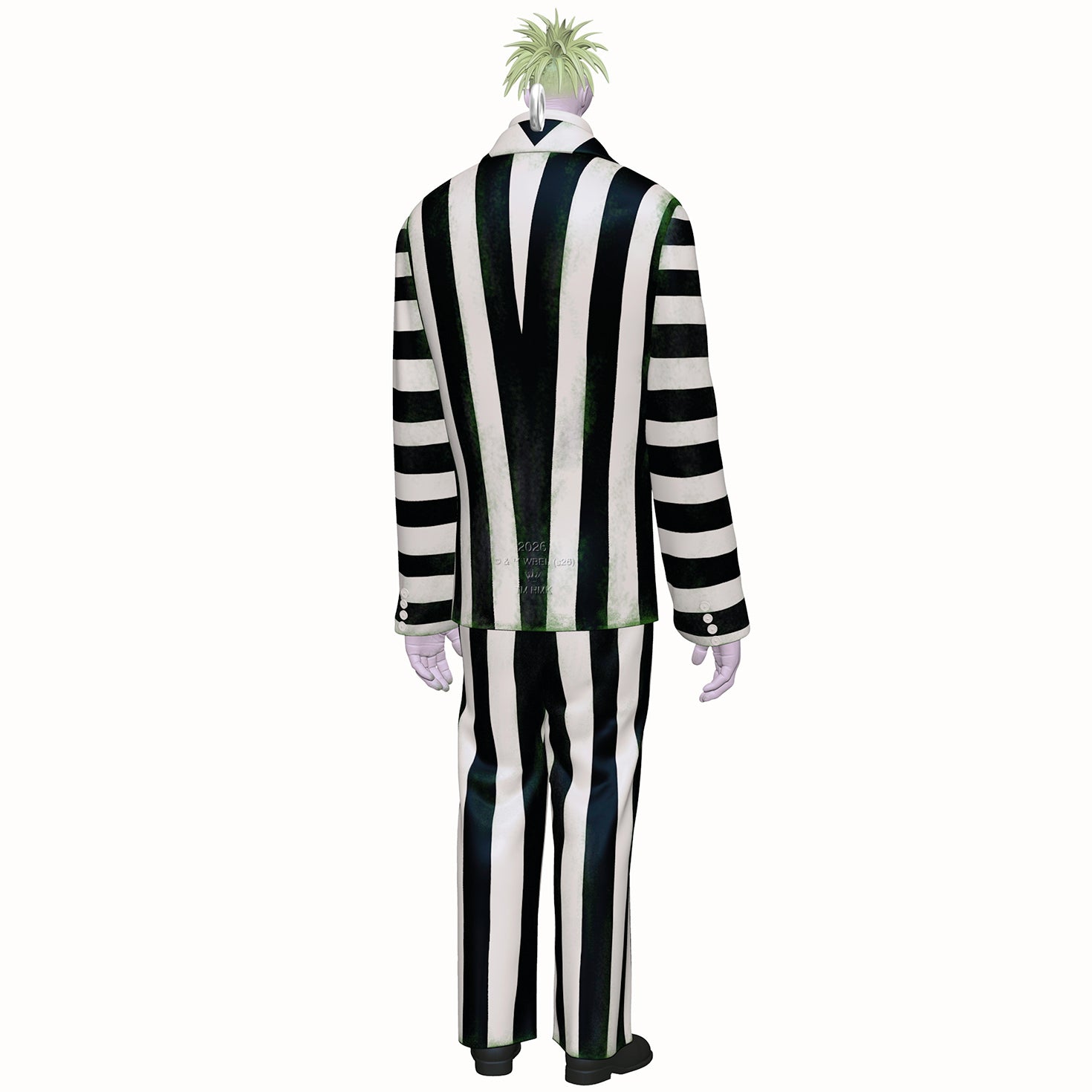Beetlejuice Beetlejuice Bob as Beetlejuice — 2026 Hallmark Keepsake Christmas Ornament, back view, detailed black-and-white striped suit.