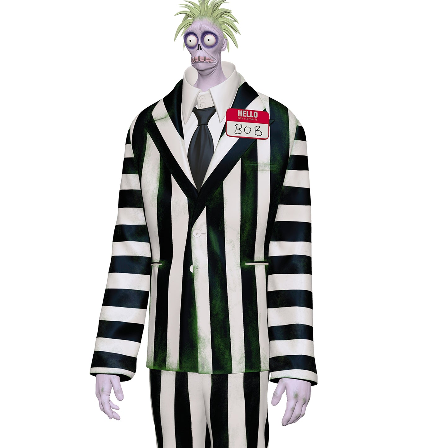 Beetlejuice Beetlejuice Bob as Beetlejuice — 2026 Hallmark Keepsake Christmas Ornament featuring vibrant black-and-white striped suit and name tag.