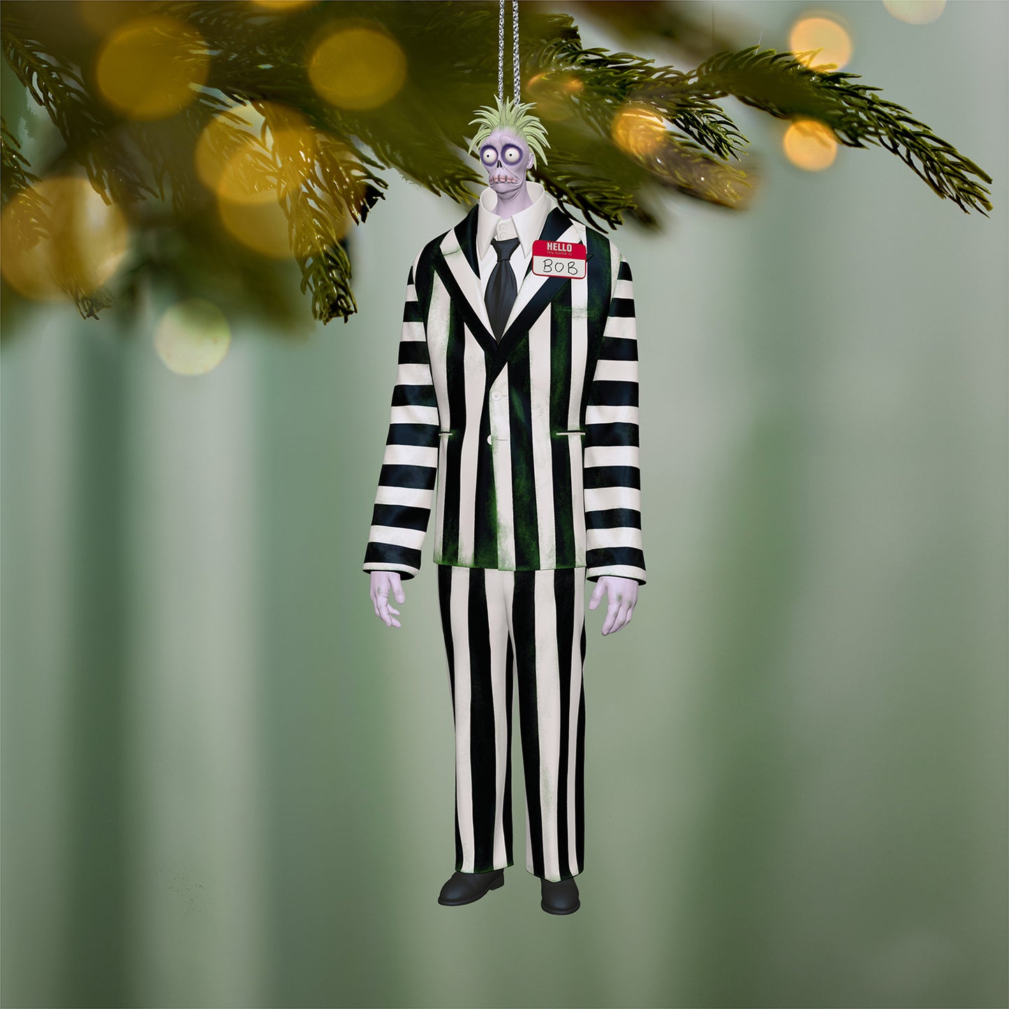Beetlejuice Beetlejuice Bob as Beetlejuice — 2026 Hallmark Keepsake Christmas Ornament, hanging decoration with striped suit and tag