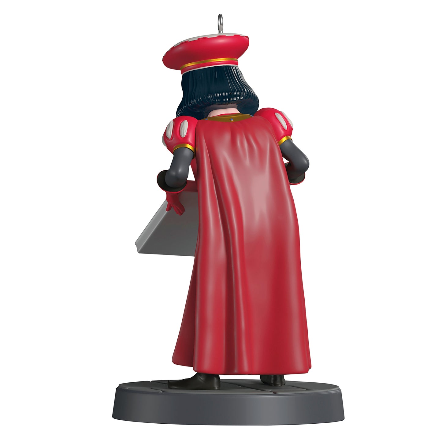 Shrek "Not My Buttons!" — 2026 Hallmark Keepsake Christmas Ornament, red-robed Lord Farquaad holding a cookie sheet, detailed back view