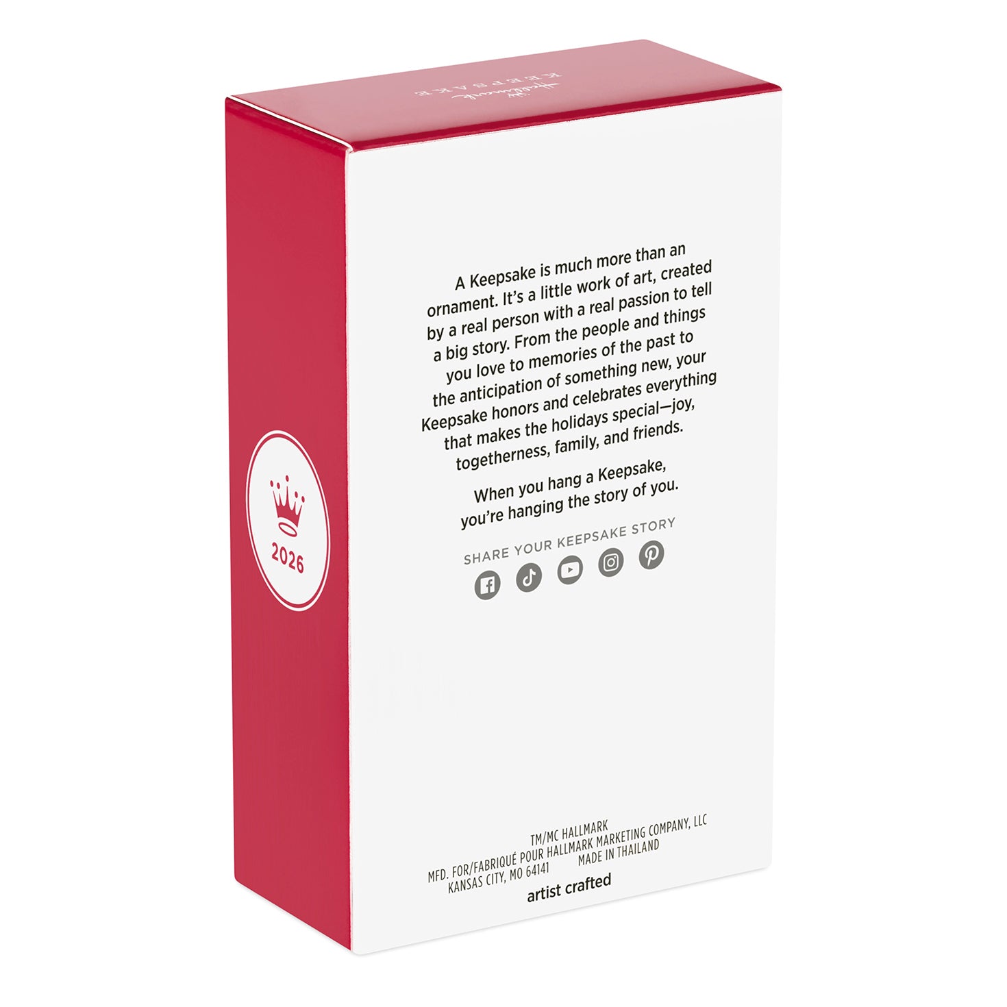 Barbie™ Beauty Secrets Christie — 2026 Hallmark Keepsake Christmas Ornament boxed back view, featuring a red design and care instructions.