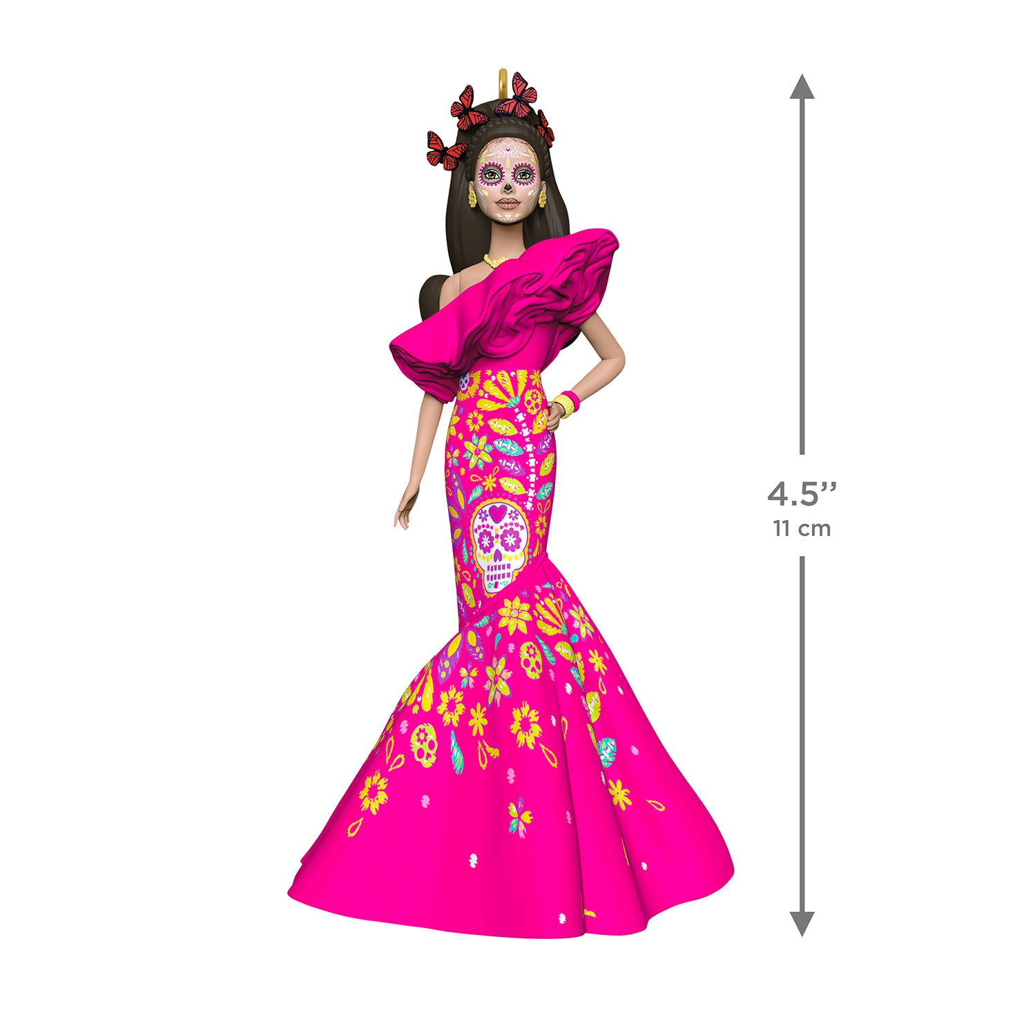 Barbie™ Día De Muertos — 2026 Hallmark Keepsake Christmas Ornament, pink gown with sugar skulls, 11 cm tall, detailed artistry