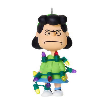 The Peanuts® Gang Lucy's All Tangled Up! — 2026 Hallmark Keepsake Christmas Ornament, Lucy with Christmas lights, 8 cm