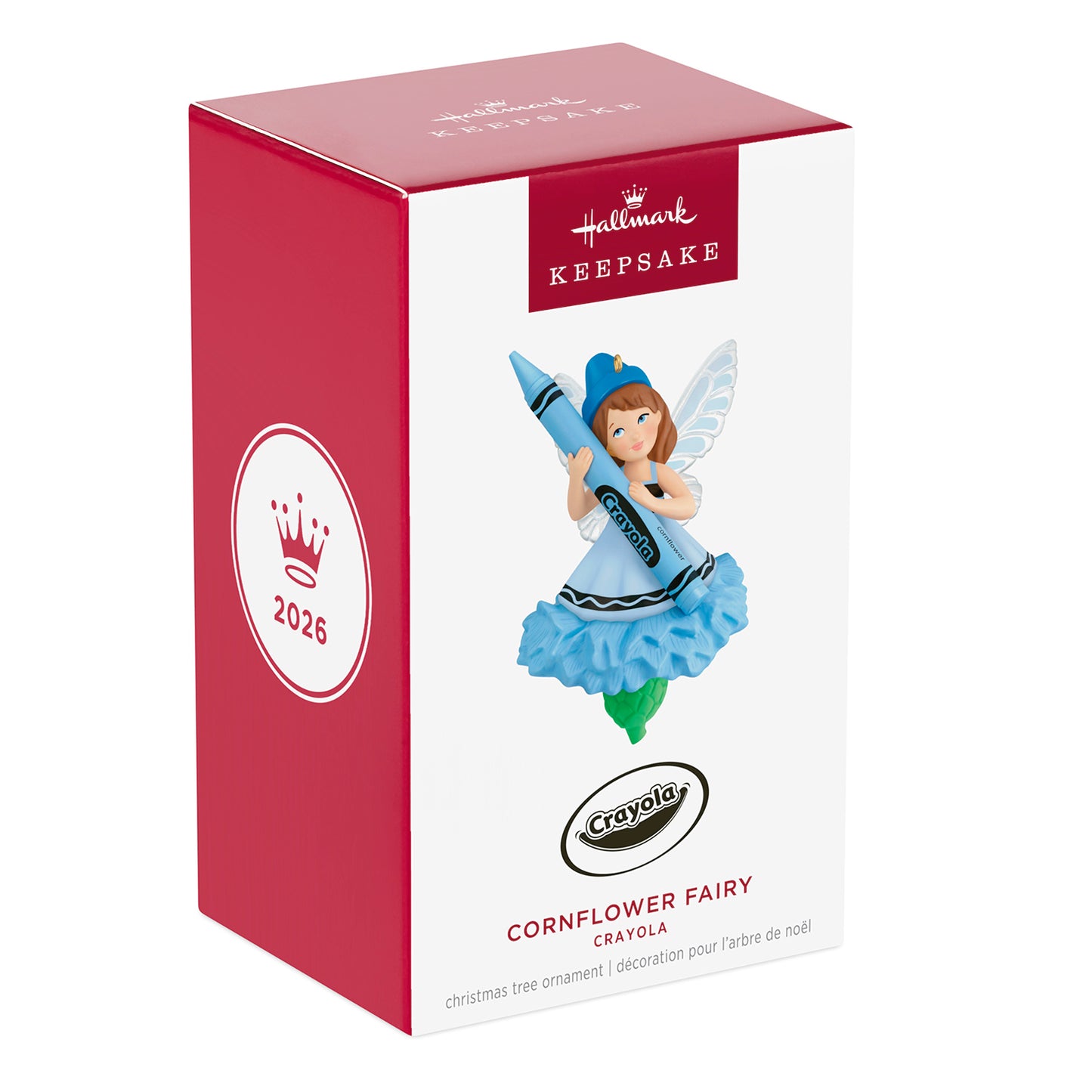 Crayola® Cornflower Fairy — 2026 Hallmark Keepsake Christmas Ornament in decorative packaging with a blue design and fairy details.