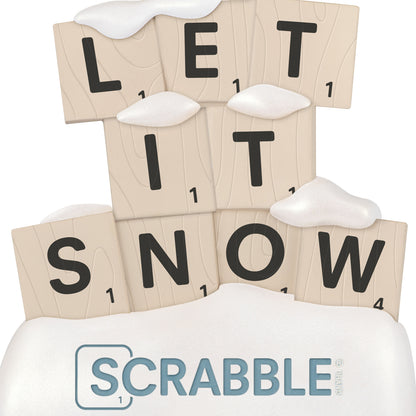 Hasbro® Scrabble Let It Snow — 2026 Hallmark Keepsake Christmas Ornament featuring snow-covered letter tiles with playful detailing.
