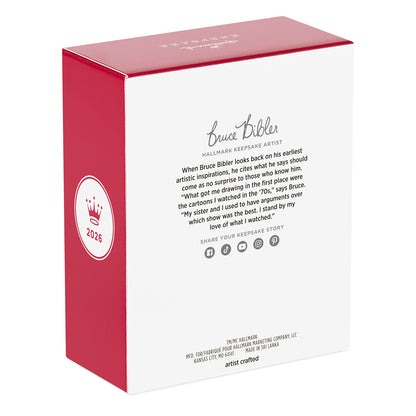 Hasbro® Scrabble Let It Snow — 2026 Hallmark Keepsake Christmas Ornament packaging with artist details and year.
