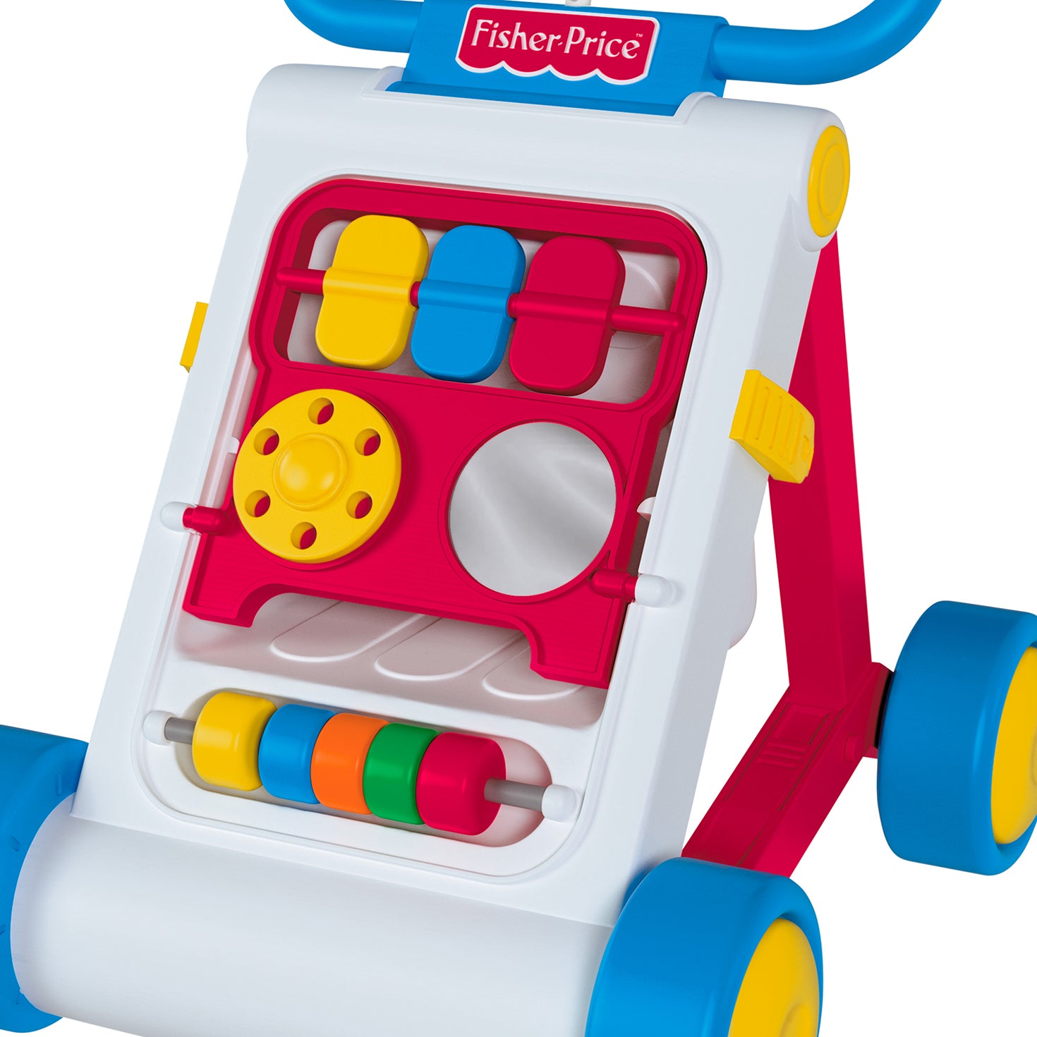 Fisher-Price™ Activity Walker — 2026 Hallmark Keepsake Christmas Ornament, colourful sensory toy attachments, close-up view.