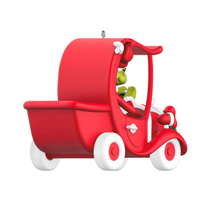 Dr. Seuss's How the Grinch Stole Christmas! A Grinchy Sleigh On the Way — 2026 Hallmark Keepsake Christmas Ornament, festive red truck, close-up view, detailed design