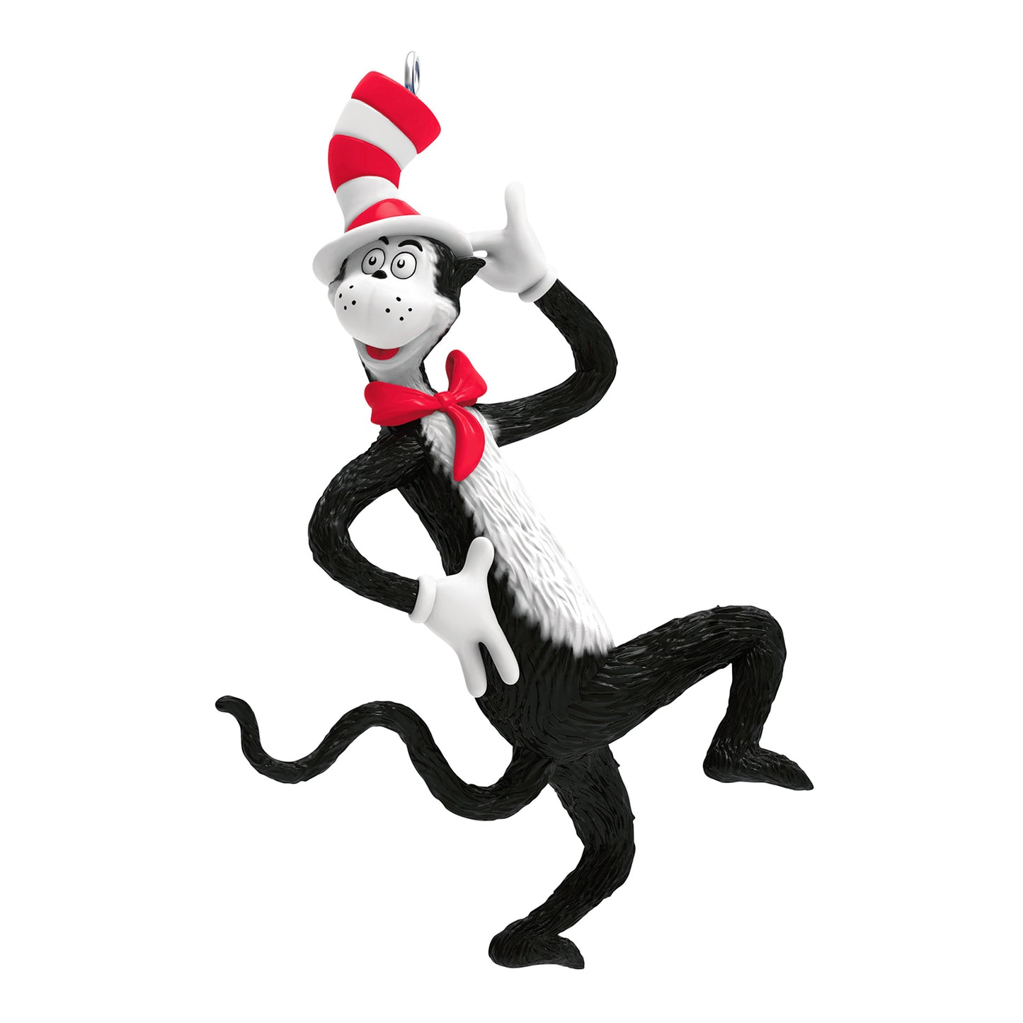 Dr. Seuss's The Cat in the Hat Clever Cat — 2026 Hallmark Keepsake Christmas Ornament, playful pose, black and white cat, red and white hat
