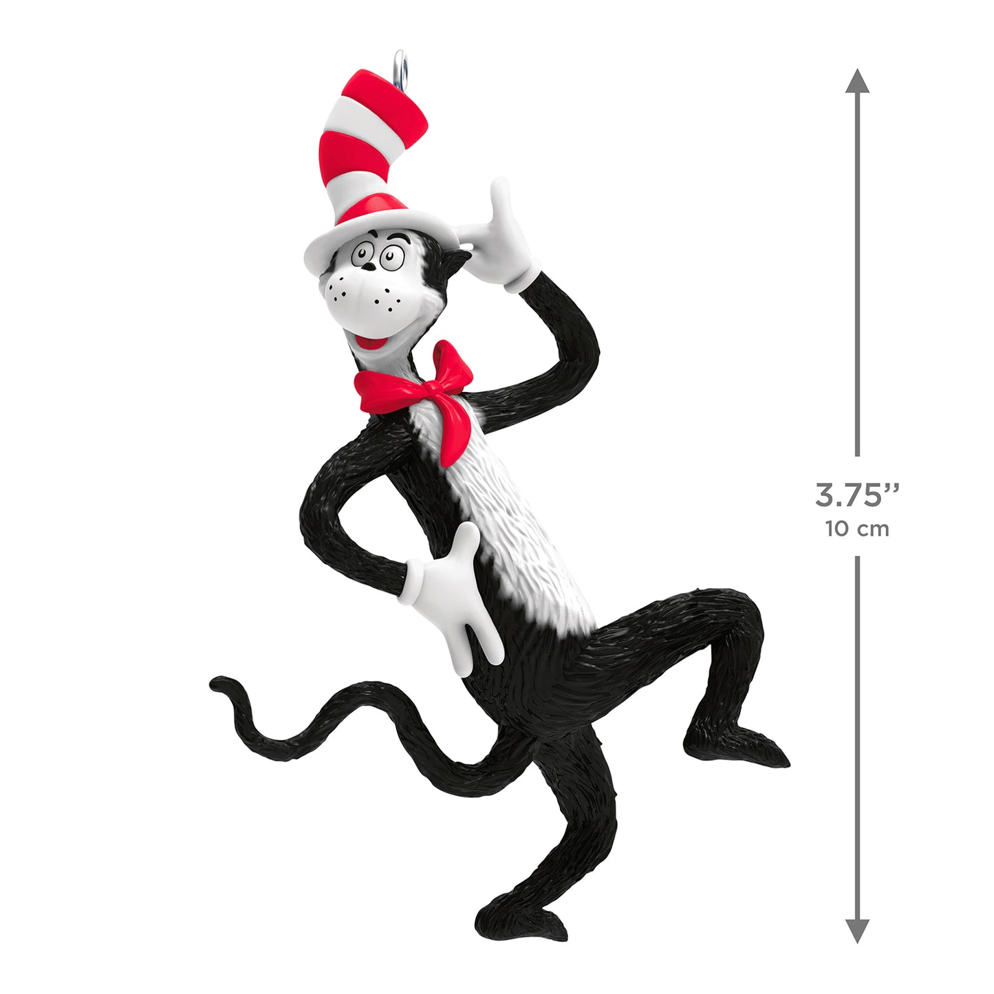 Dr. Seuss's The Cat in the Hat Clever Cat — 2026 Hallmark Keepsake Christmas Ornament, black and white cat in a playful pose, 10 cm tall.