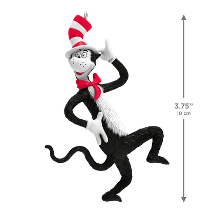 Dr. Seuss's The Cat in the Hat Clever Cat — 2026 Hallmark Keepsake Christmas Ornament, black and white cat in a playful pose, 10 cm tall.