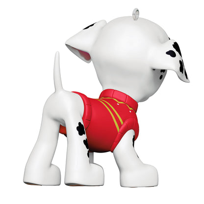Paw Patrol™ Merry Marshall — 2026 Hallmark Keepsake Christmas Ornament, festive Dalmatian pup in red sweater, angled view from behind.