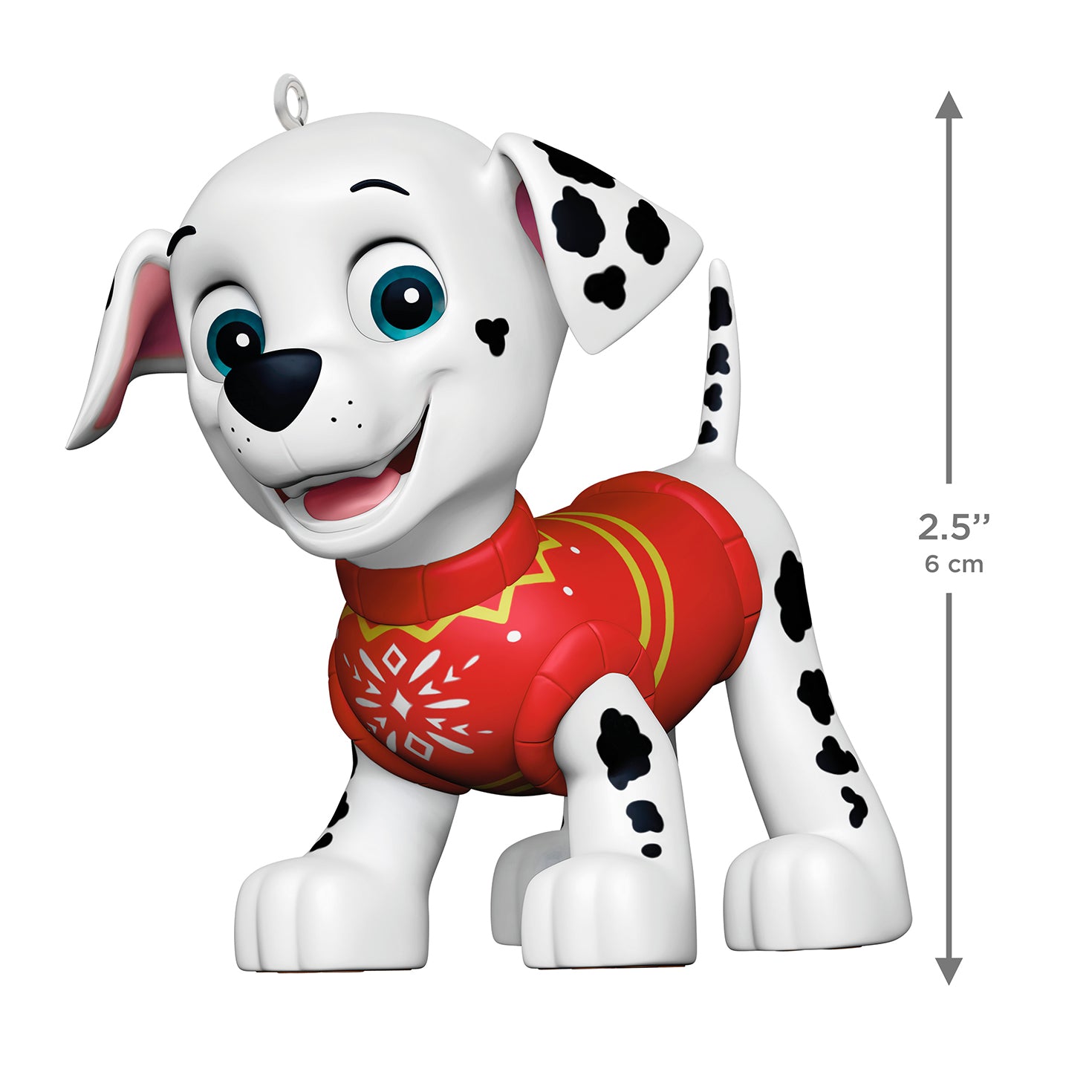 Paw Patrol™ Merry Marshall — 2026 Hallmark Keepsake Christmas Ornament featuring a smiling Dalmatian pup in a red sweater, 6 cm tall.