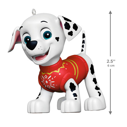 Paw Patrol™ Merry Marshall — 2026 Hallmark Keepsake Christmas Ornament featuring a smiling Dalmatian pup in a red sweater, 6 cm tall.