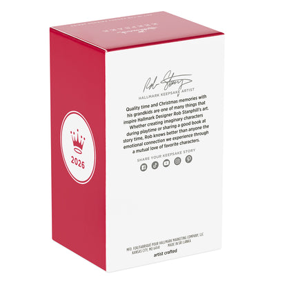 Frosty Friends 2026 — 2026 Hallmark Keepsake Christmas Ornament box design featuring signature, red background and white logo, angled view.
