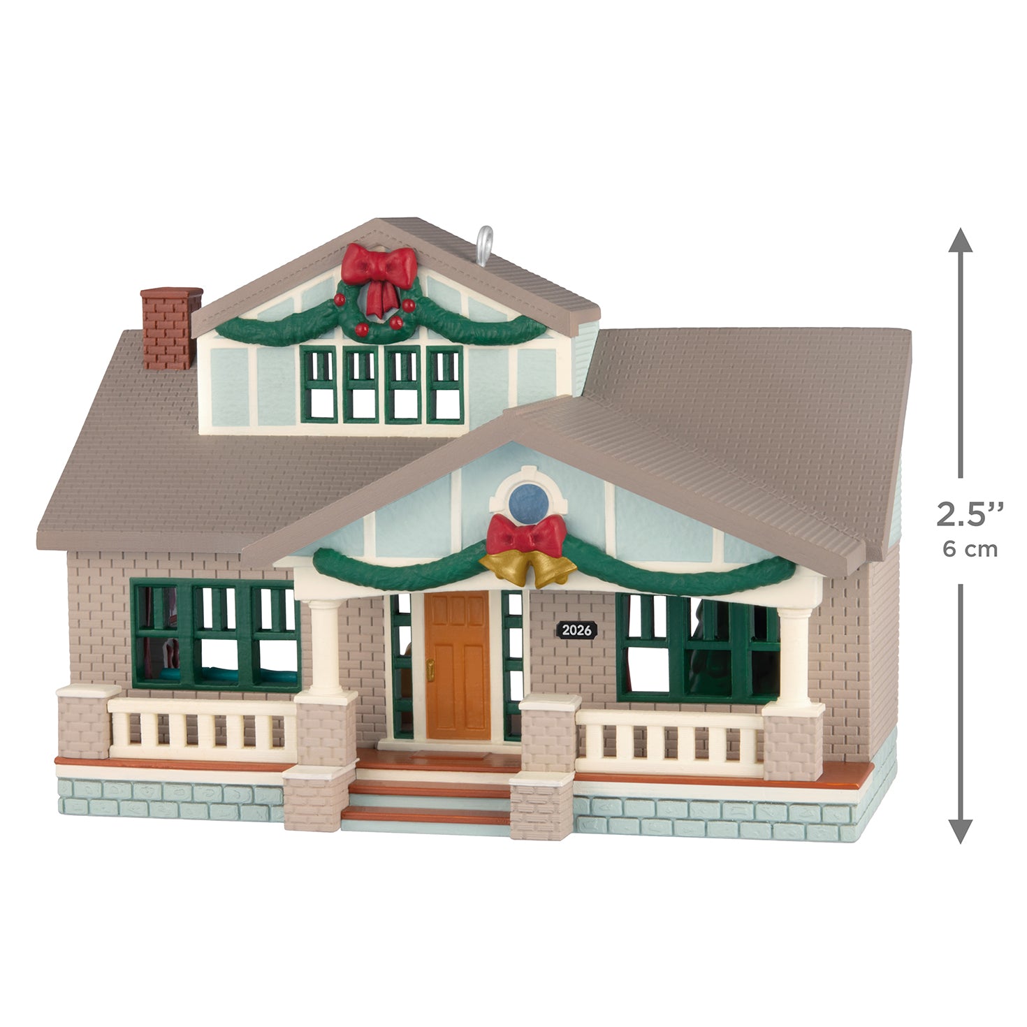 Nostalgic Houses and Shops Arts and Crafts Bungalow — 2026 Hallmark Keepsake Christmas Ornament featuring festive garlands, 2.5" high.