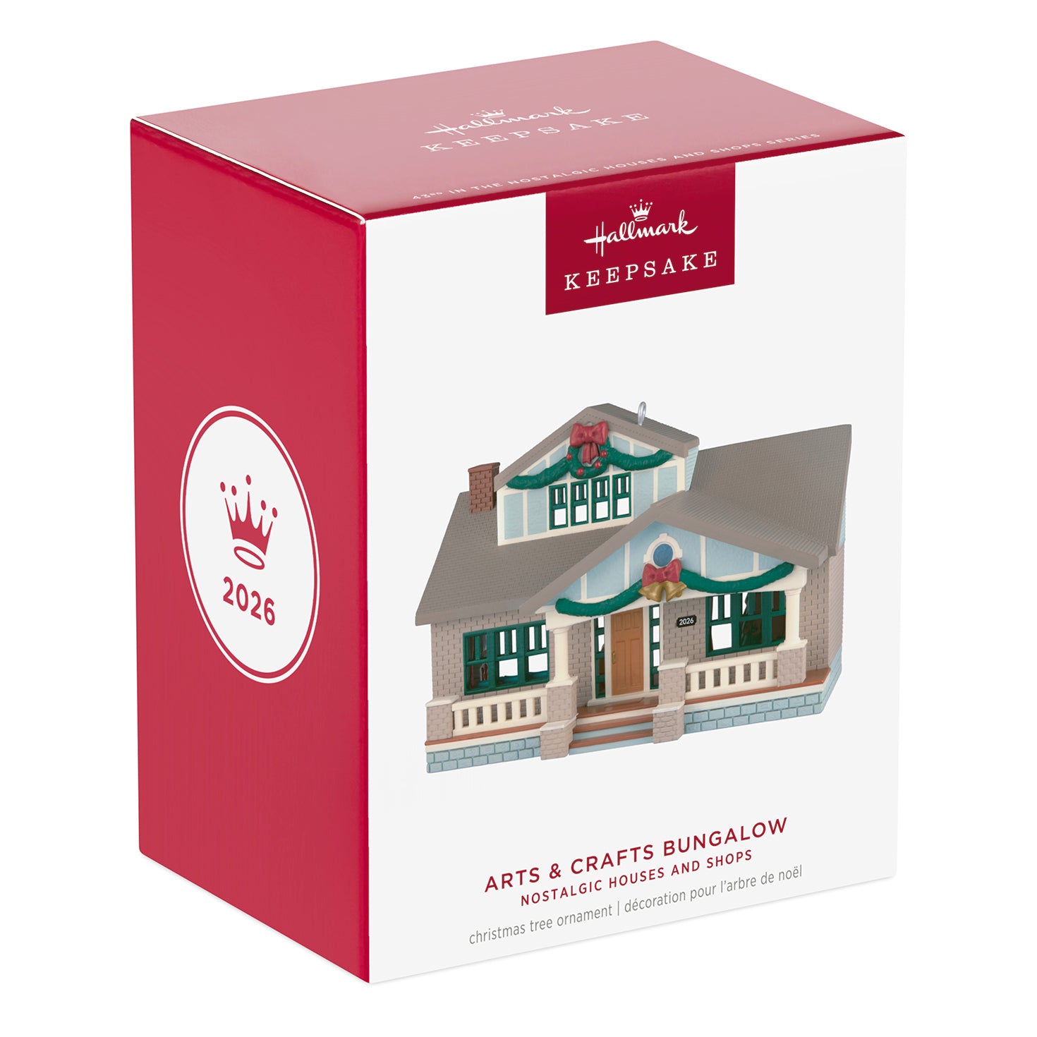 Nostalgic Houses and Shops Arts and Crafts Bungalow — 2026 Hallmark Keepsake Christmas Ornament in decorative packaging with festive design.