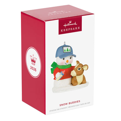 Snow Buddies, 29th in the Series — 2026 Hallmark Keepsake Christmas Ornament in gift box featuring a snowman and calf.