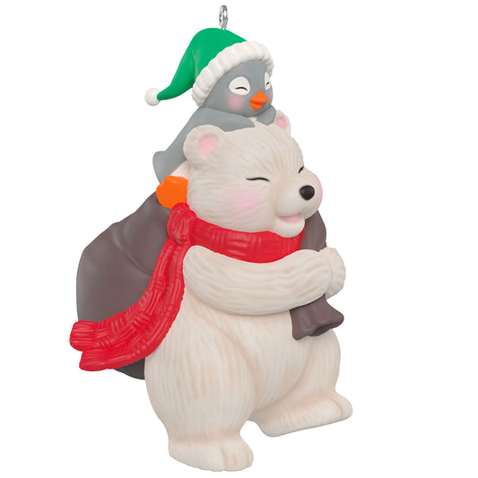 Snowball and Tuxedo Gift Givers, 26th in the series — 2026 Hallmark Keepsake Christmas Ornament featuring a polar bear and penguin, festive design with a red scarf.