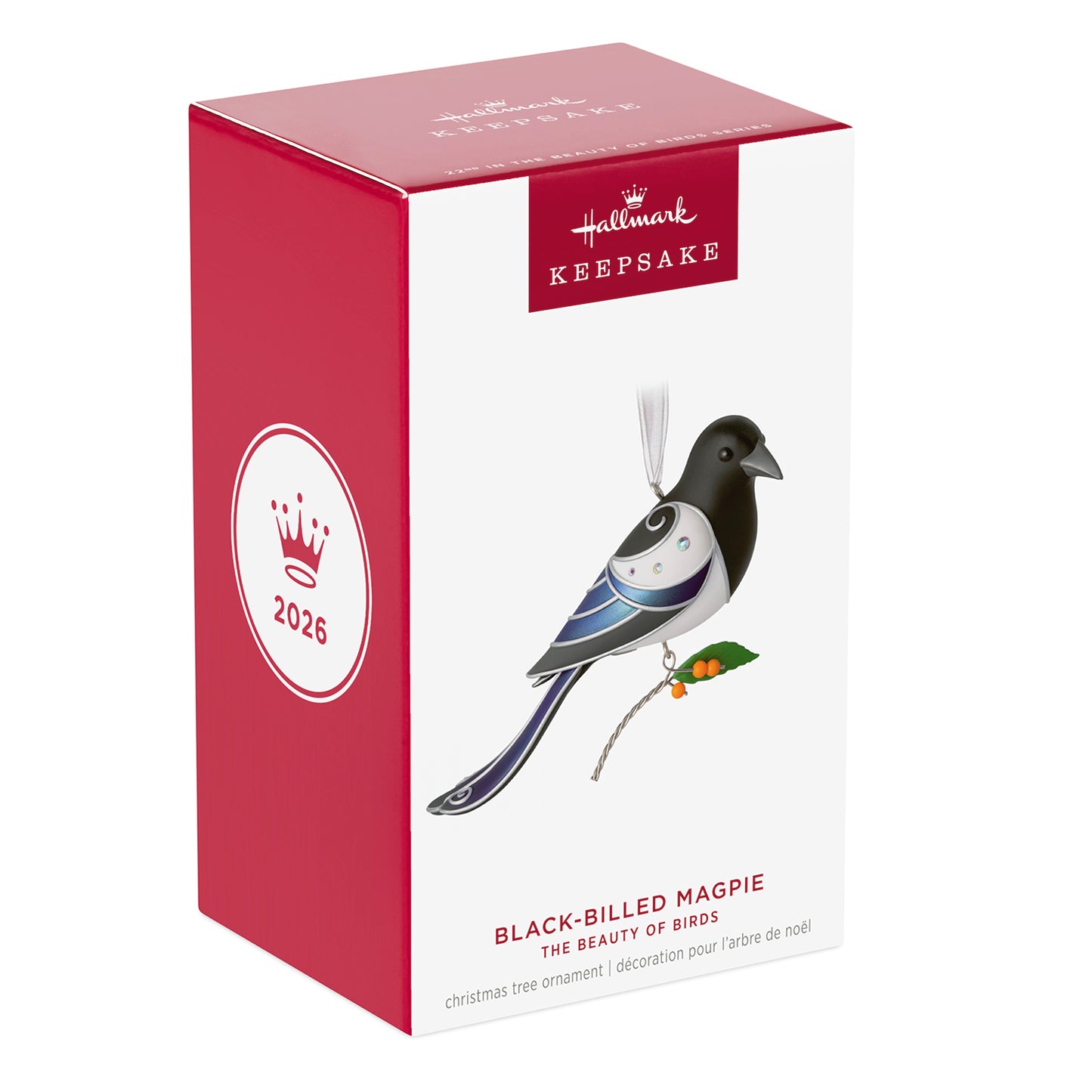 The Beauty of Birds Black-Billed Magpie, 22nd in the Series — 2026 Hallmark Keepsake Christmas Ornament in gift box.