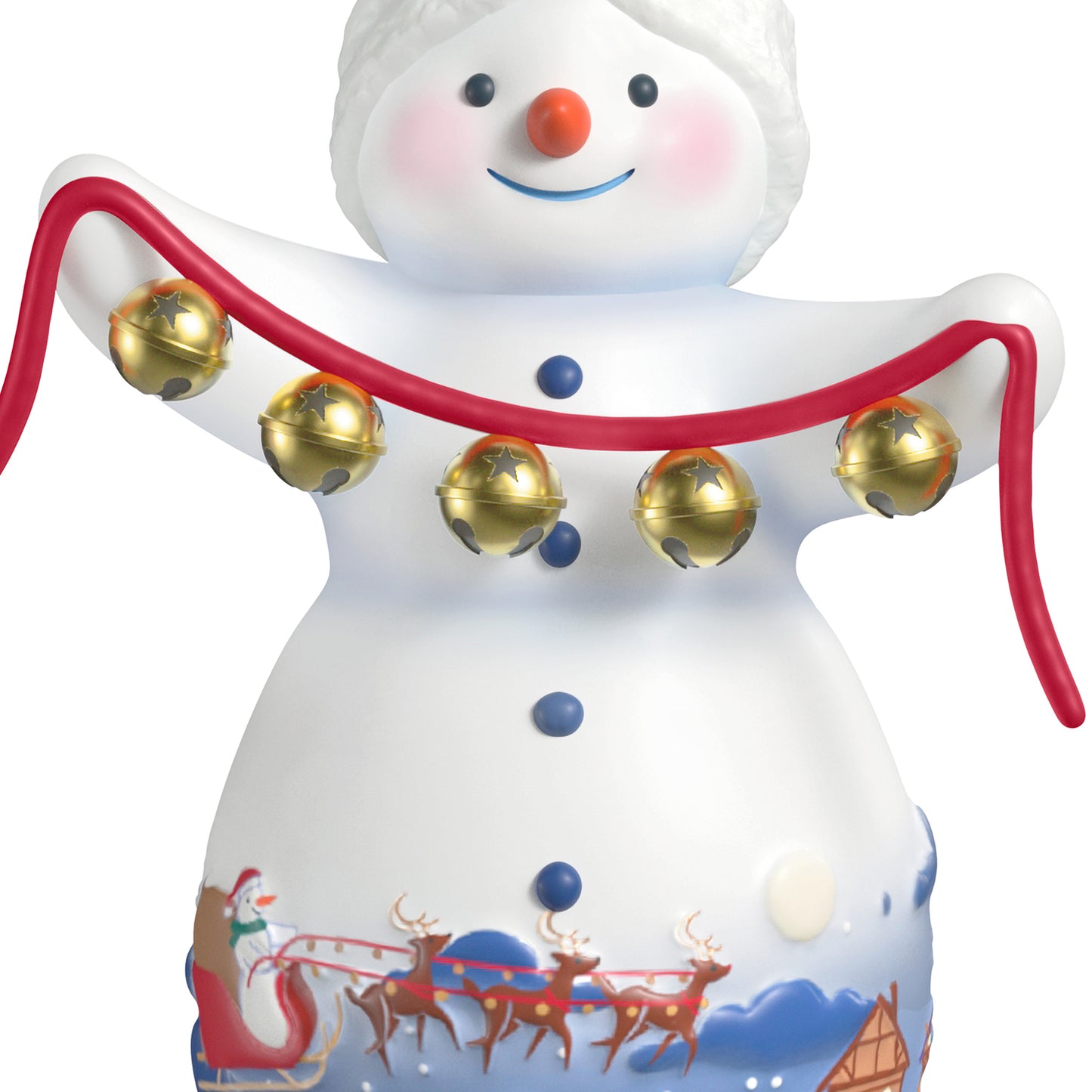Snowtop Lodge Belle V. Holliday, porcelain, 22nd in the series — 2026 Hallmark Keepsake Christmas Ornament displaying a snowman holding gold bells.